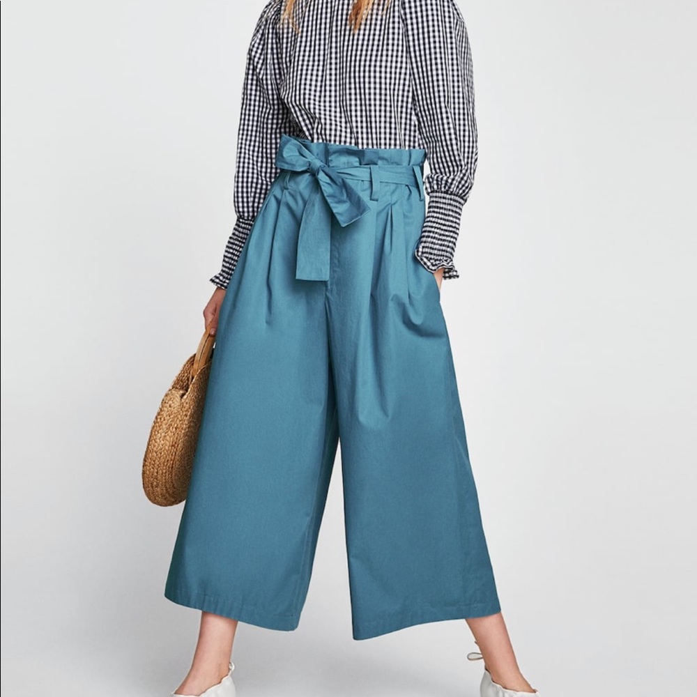 Zara blue wide leg pants